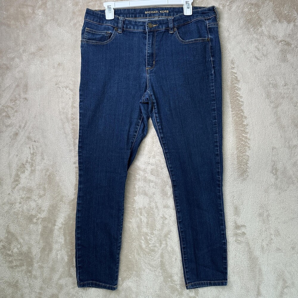 Michael Kors Jeans Womens 12 Blue Skinny Dark Wash Stretch Denim Pants